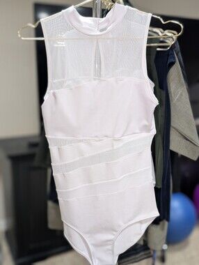 Women's Sleeveless Light Pink Mesh-Panel One-Piece